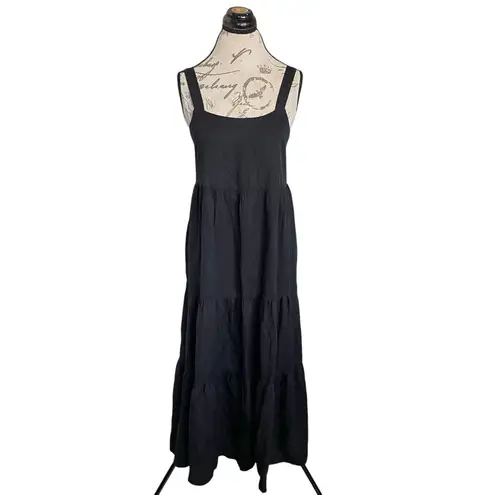 The Drop Dress Sz Small Maxi Tiered Tank Boho Cottage Cottagecore Witchy Gothic Black