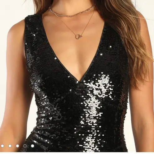NWT Lulus Shimmering Nights Black Sequin Sleeveless Midi Dress LARGE