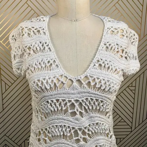 Shoshanna Swimwear White Crochet Fringe Coverup