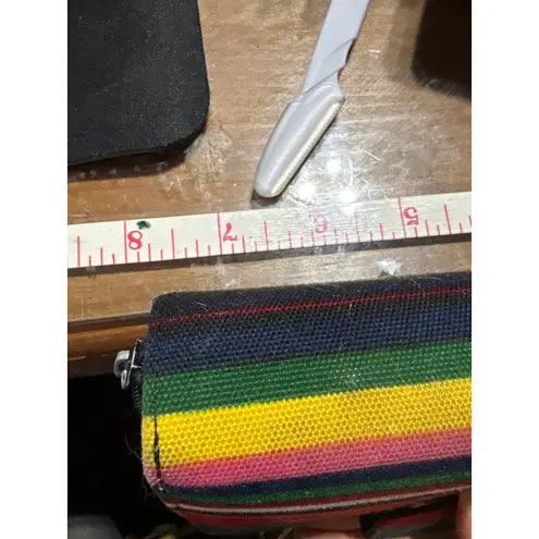 Vintage Datafax Organizer Crossbody Bag Colorful Striped Planner Purse Black