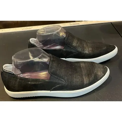 Mark Nason‎ On Point Black Gold Metallic Leather Slip On Sneakers Shoes Size 8