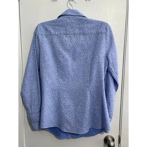 Hawes & Curtis Shirt UK 10 US 6 Blue Floral Pink Flip Cuff Preppy Country Club