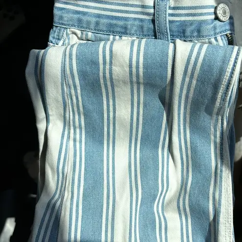 American Eagle White and Blue Striped  Jeans