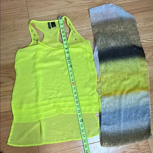 Bisou Bisou Asymmetrical neon Yellow Green studded Tank Top