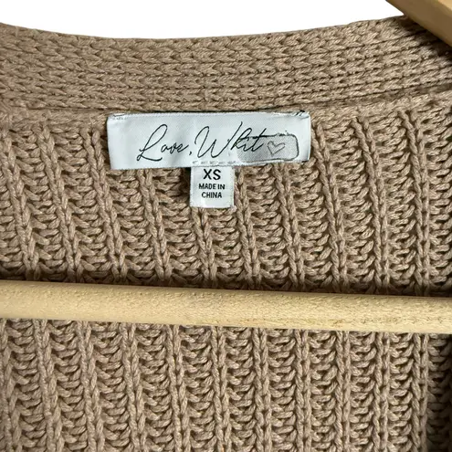 Love, Whit by Whitney Port Brown Colorblock Tie Waist Wrap Cardigan Sweater XS