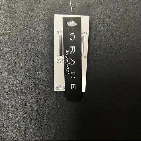 Grace the Perfect Fit Womens Short Sleeve Professional Office Black Blouse Sz S