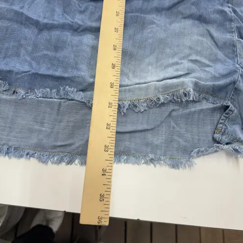 Bella Dahl Dress Womens Small Blue Chambray Denim Long Sleeve Frayed Hem Mini