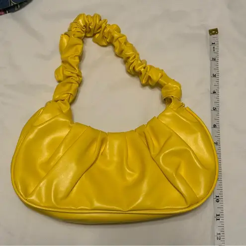 Sunny Yellow Crescent Shoulder Bag with Ruched Handle