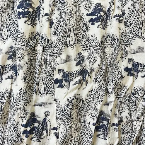 PINKO White Blue Panther Print Long Sleeve Midi Dress Size 8