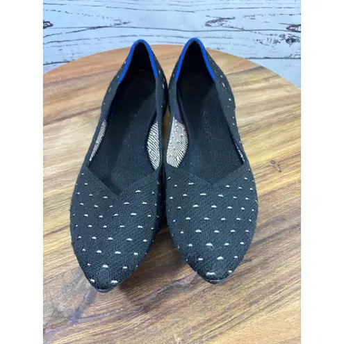 Women's Rothy's Black White Polka Dot The Point Flats Size 10.5