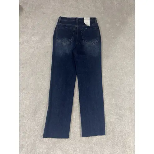 a loves a high rise straight leg jeans nwt fray raw hem size 26 Blue