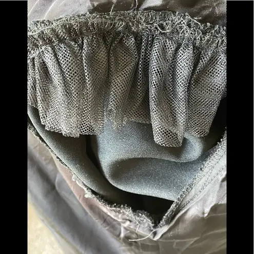 Darcy Vintage 80s Black Formal Satin Taffeta Puff Sleeves Wrap Blouse S Size XS