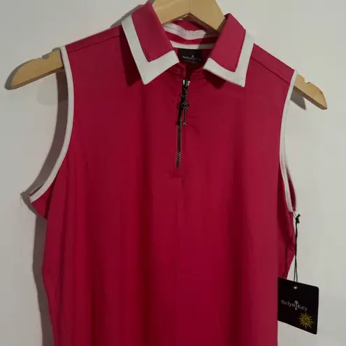 NWT Belyn Key Bk Birdie Sleeveless Polo Golf Tank Melon Pink Size Small