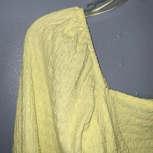 Sophie Rue Yellow Long Sleeve Runched Summer Crop Top Square Neck XS