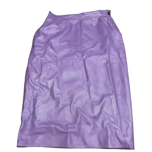 Ungaro Parallele Lavender Leather Pencil Skirt Size 8 Made in Italy in EUC Purple