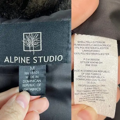 Alpine Studio Women's Fur Faux Brown Cropped Coat Jacket Size Medium