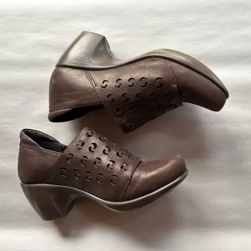 Naot Precious Dress Pump Brown Leather Heel Clog Cutout Slip On Comfort Shoes 7