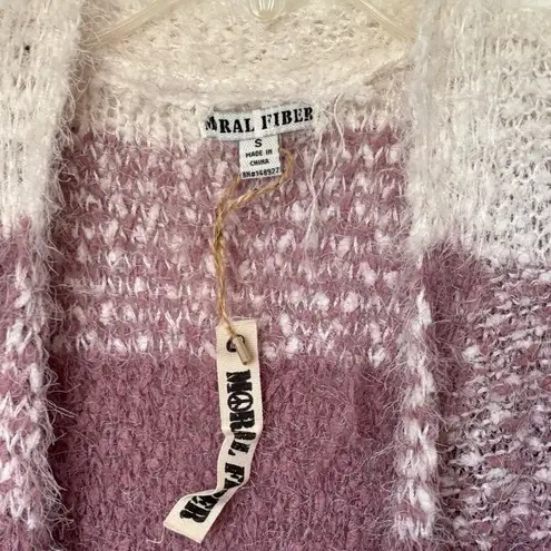 Moral Fiber NWT Striped White/Purple Long Sleeves Open Cardigan Size S