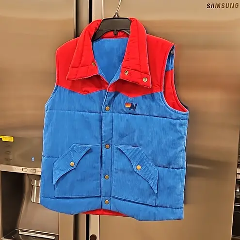 Aviator Nation 💕💕 Reversible Sleeveless Corduroy Vest ~ Red & Blue Small