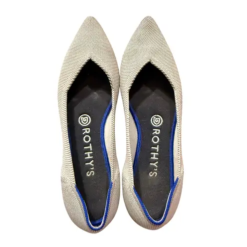 Rothy's The Point Flats Light Grey Knit Women's Size 8.5 Comfort EUC Rare Work