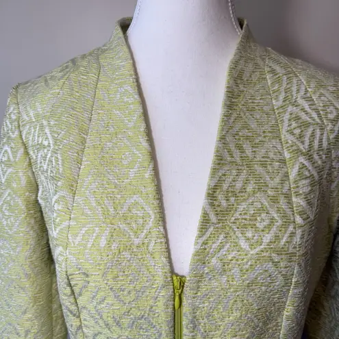 Lafayette 148 New York Jacket Limeade Textured Poly Cotton Linen Blend Green 10