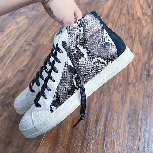 P448 • Skate Snakeskin Print High Top Sneaker Python Brown lace up glitter snake
