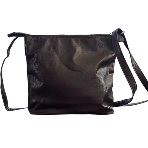 Jaclyn Smith Dark Brown Faux Leather Crossbody Bag Flap Buckle Pocket