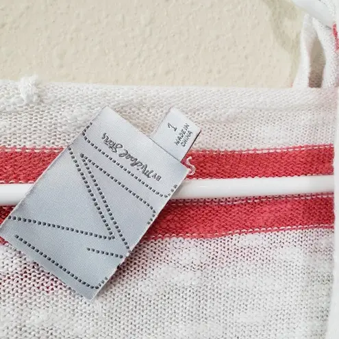 Michael Stars Stripe V-Neck 3/4 Sleeve Knit Drawstring Hem Hoodie Coverup Size 1