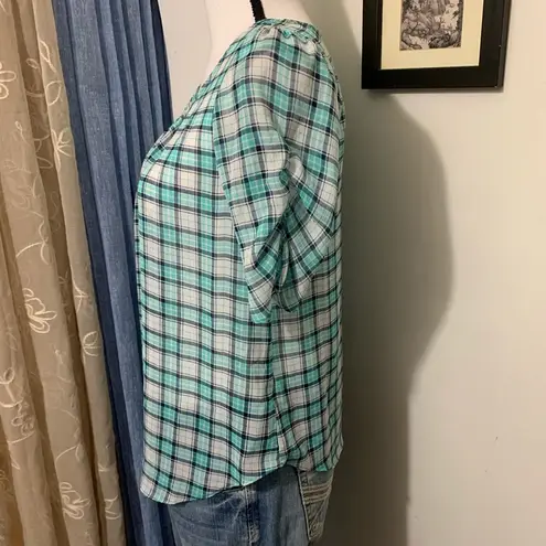 DNA Couture Chiffon Plaid Blouse