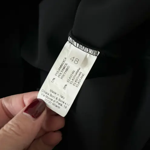 Chiara Boni La Petite Robe Maysa Black Velvet Trim Midi Dress 48 IT 12 US