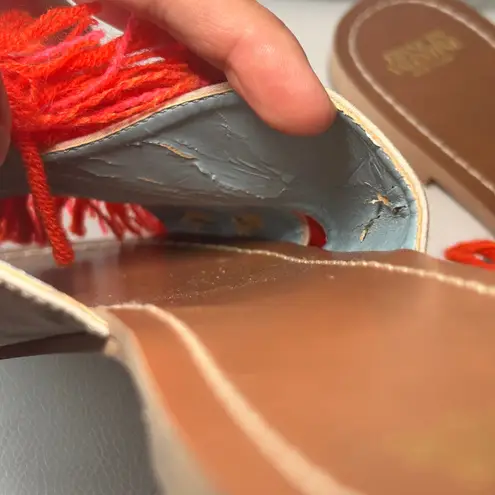 Frances Valentine New York Fringed Slides Sandals Orange Size 9B Sample