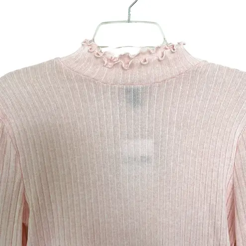 Forever 21  Light Pink High Neck Frill Detail Layer Long Sleeve Shirt Size XL