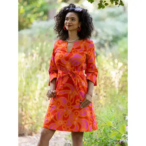 Lesley Evers Drew Dress Cotton Slub Tunic 100% Cotton Orange Chicka 1X No Belt Size XL