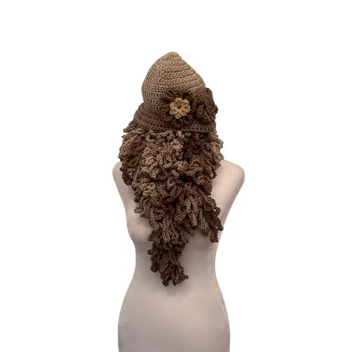 NWT Angela’s Designs one of a kind handmade crocheted loopy boa scarf Brown