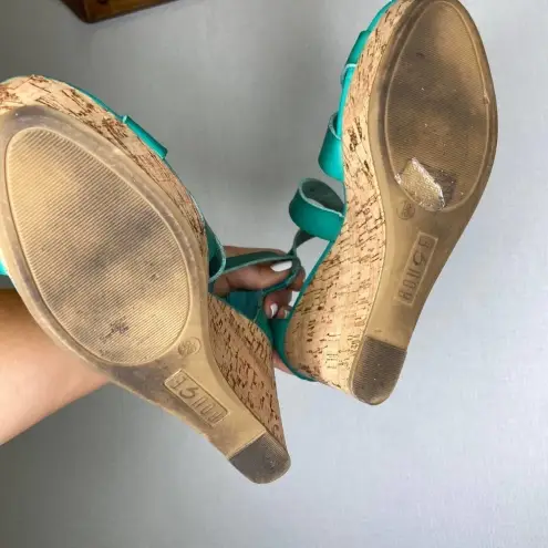 Rouge | Teal Wedge Heels Strappy Womans 10‎ Blue