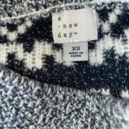 A New Day Fair Isle Mock Neck Cheers Chunky Knit Sparkle Sweater in XS Black - Image 11