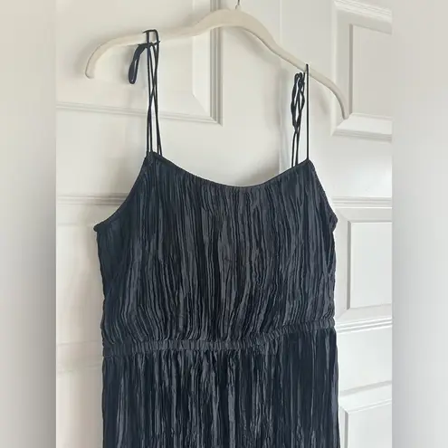 Ulla Johnson Orla Tie Strap Crinkle Satin Midi Dress in Noir NwT 12