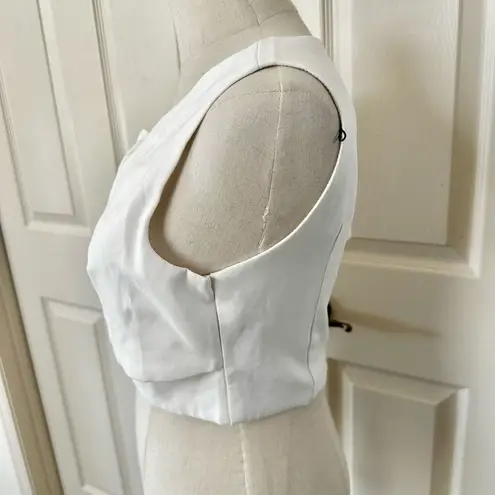 Chicwish Savvy cream crossover cropped sleeveless top