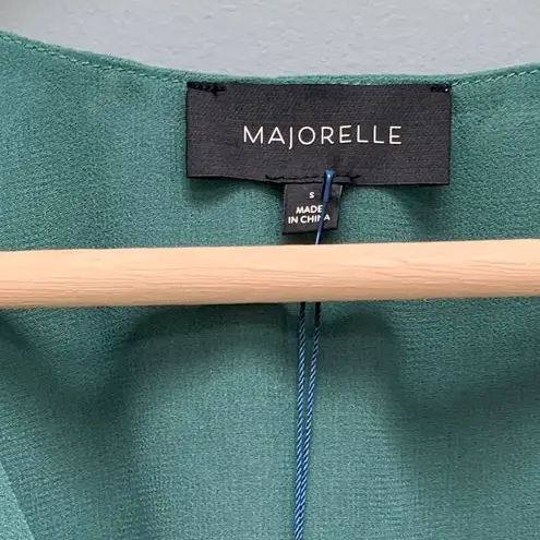 Majorelle  Katya Wrap Blouse in Jade Green Long Sleeve Peekaboo Arms Small