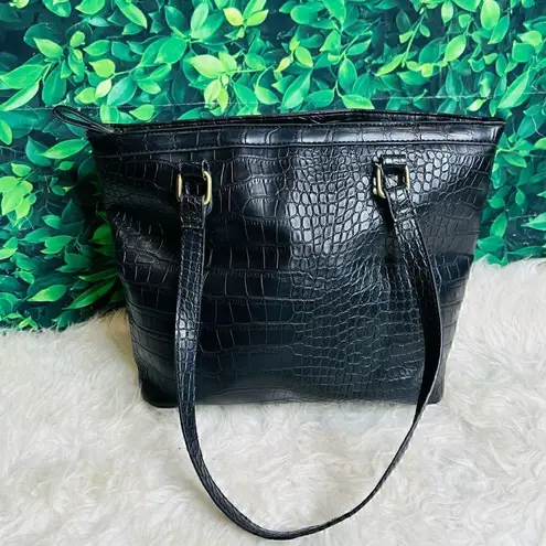 Bueno black faux leather snake style shoulder bag / purse