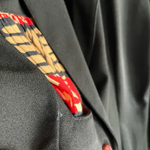 Vintage TRACES Black Blazer Sz 10 Beaded Boho Patchwork Scarf Detail Jacket Red