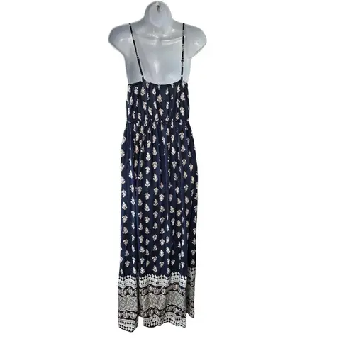 Lascana Navy Blue Patterned Spaghetti Strap Maxi Women's Size 8 New