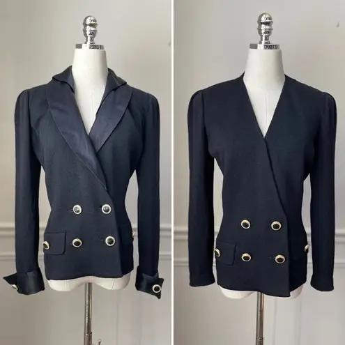 St. John Santana Knit Day To Evening Double Breasted Sweater Remove Collar Cuff 2