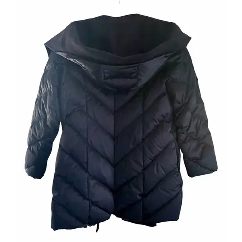 Ports Down Open Front Coat Wool Cashmere Shawl Collar Size Large Goose Down Blue