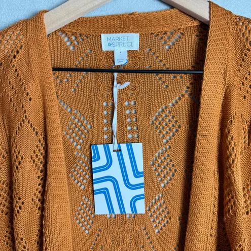 Market & Spruce Women’s Mustard Yellow Knit Cardigan Sweater with Pockets size S