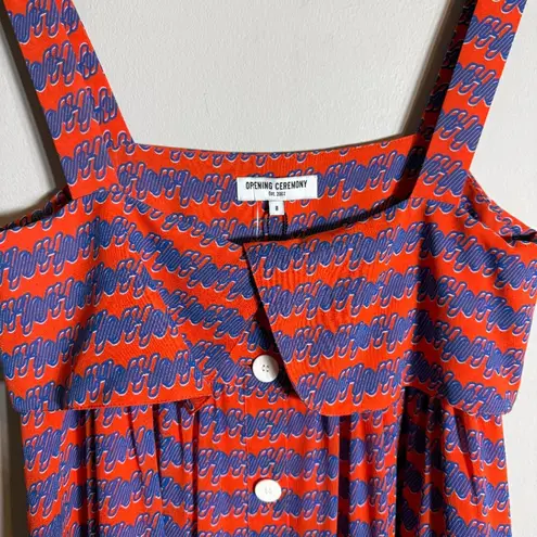 Opening Ceremony NWOT 100% Silk Patterned Tent Maxi Dress Women's 0 Orange Flowy