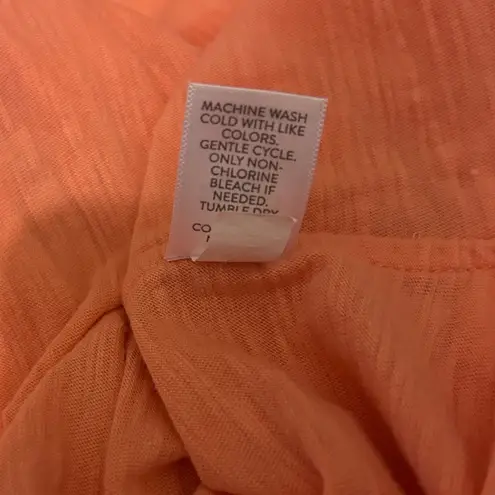 J Jill Women Tunic Top XL Orange Slub Knit Tee Minimal Resort Coastal Beachy