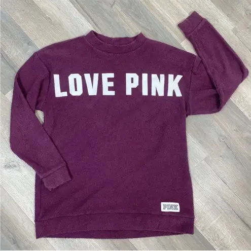 PINK - Victoria's Secret Pink by Victoria’s Secret Terrycloth Pullover Tunic Sweatshirt Maroon XS