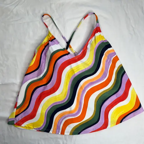 Anne cole Easy Triangle Colorful Wavy Stripe Tankini Swim Top Size M