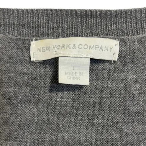 New York & Company Sequin Cardigan Sweater Sparkly Knit Top Gray Size L* Size L - Image 5